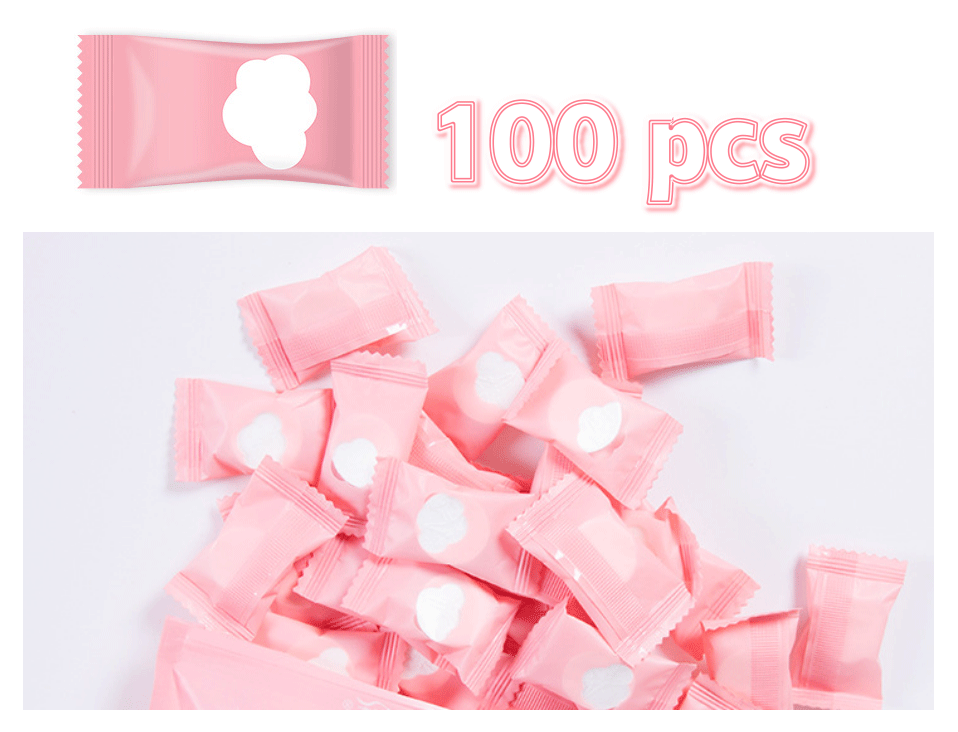 100 Pcs Disposable Compressed Face Towel Tablets Makeup Remover Wipes