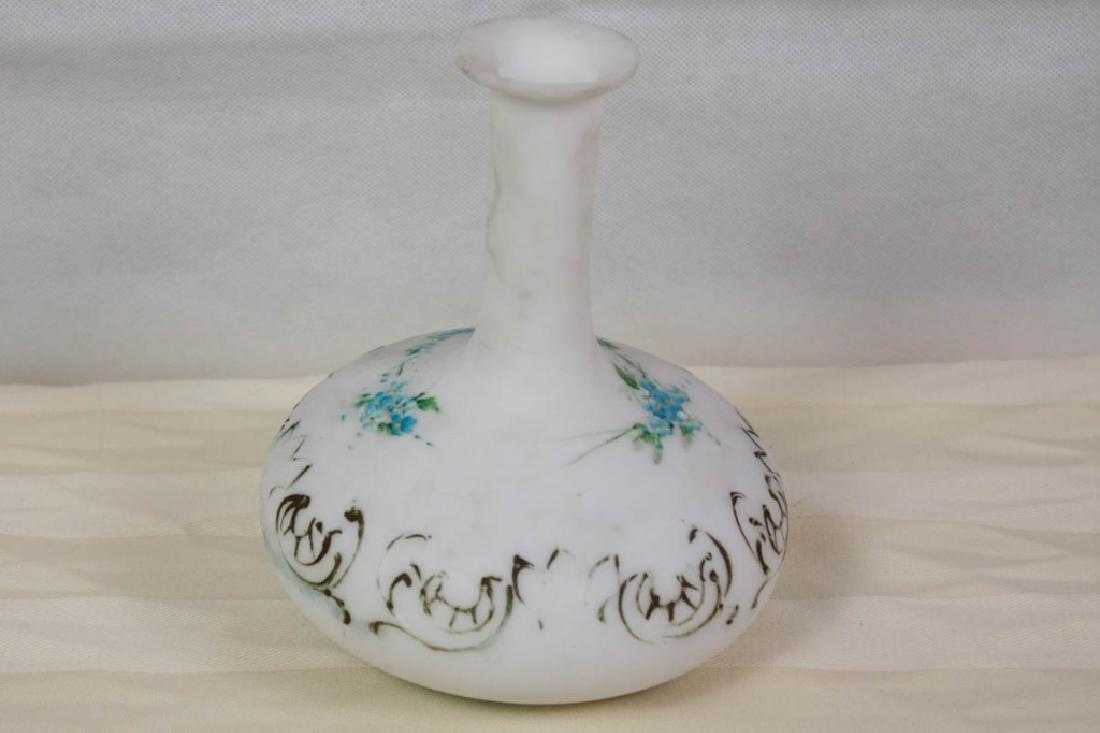 ANTIQUE  Hand Painted Satin Glass Vase