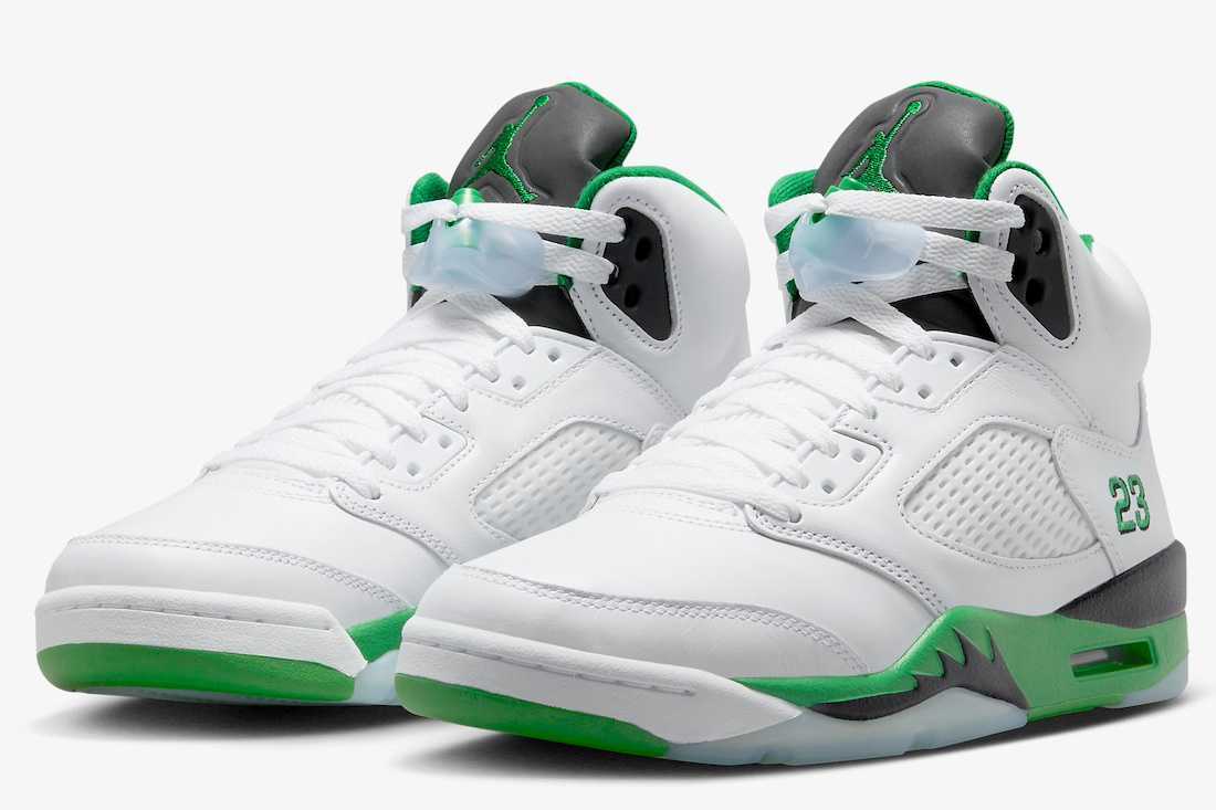Pre-owned Jordan Dd9336-103 Nike Air  5 Retro Lucky Green (women's) In White