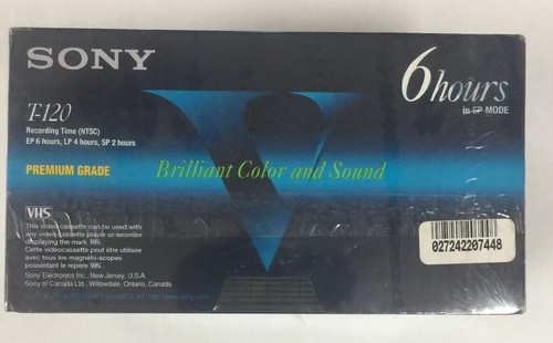 SONY 4 Pack VHS Tapes Premium Grade T120 6 Hour New Sealed