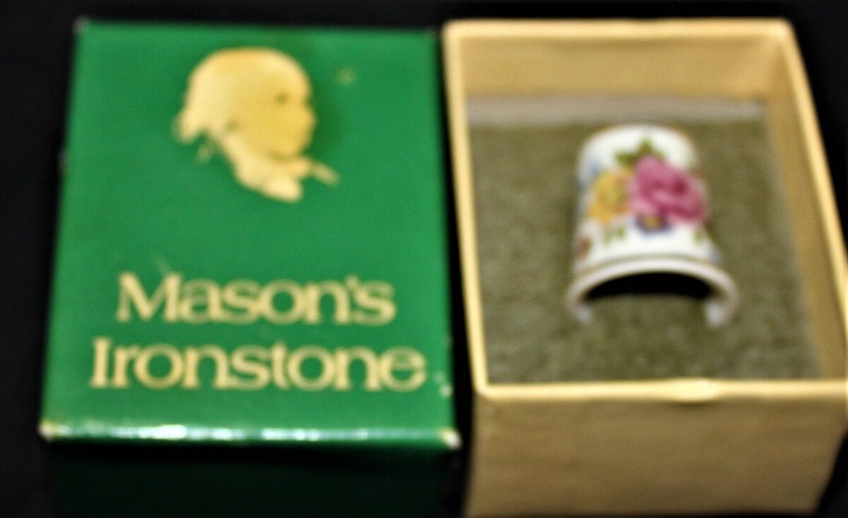 Mason's Ironstone Rose Thimble in Box
