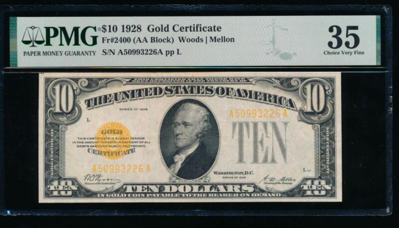 AC 1928 $10 Gold Certificate PMG 35 Fr 2400