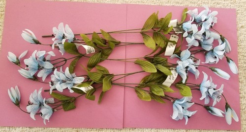 Silk Garden Shop Blue Tiger Lily Silk Flowers - 5 Stems - 18