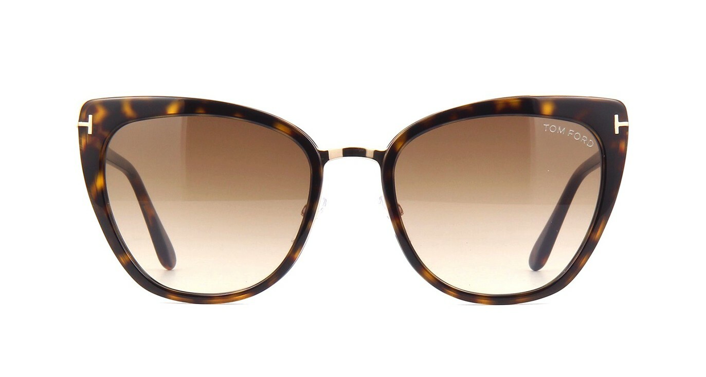 Pre-owned Tom Ford Simona Ft 0717 Dark Havana/light Brown Shaded (52f) Sunglasses