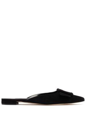 Pre-owned Manolo Blahnik - 10mm Maysale Suede Mules - Black