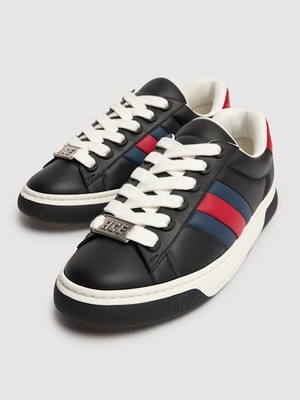 Pre-owned Gucci - Hyper Ace Leather Sneakers - Black/red/blue