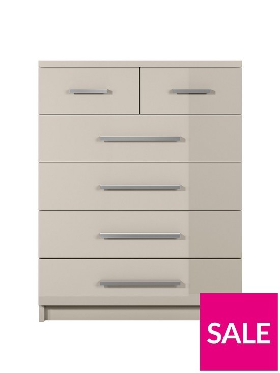 Prague Gloss 4 2 Wide Chest Of Drawers Grey Color In