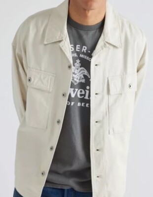 Levi's Patch Pocket Overshirt Shacket Oatmeal Ivory White Men s L NWT