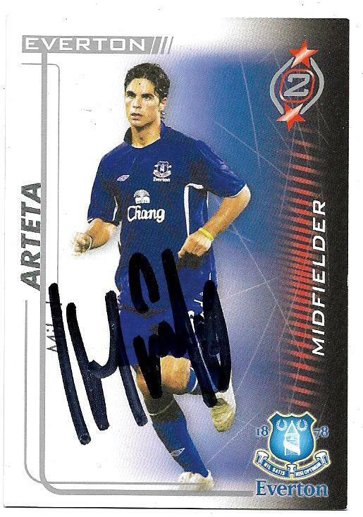 EVERTON - MIKEL ARTETA - GENUINE SIGNED 2005-06 SHOOT OUT CARD