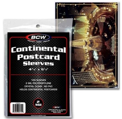 300 BCW Continental Postcards Sleeves Protectors Ultra Thin Holders 2 Mil No PVC
