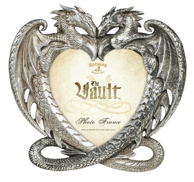 Alchemy Gothic Coeur Savage LightDark Dragons 4X4 Picture Frame Silver Resin V83