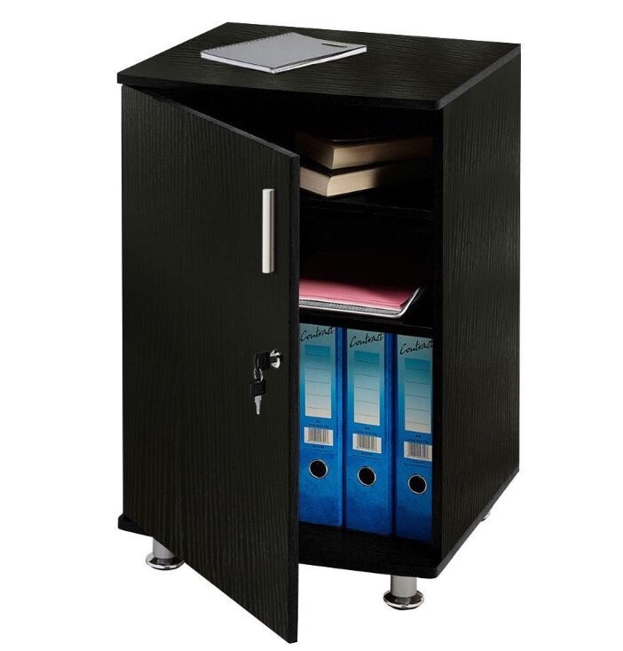 Office Desk Extension Cupboard Lockable Furniture Shelves Black