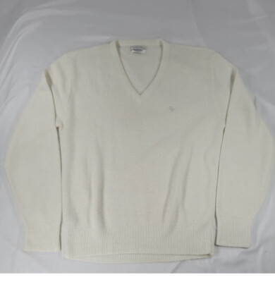 Vintage Christian Dior V Neck Men s Sweater Size L Made In USA Cream eBay