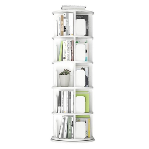 5 Tier Rotating Bookshelf 360 Revolving Bookcase Corner Organizer Display Rack