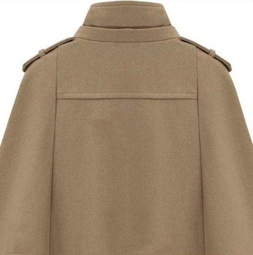 Women Double-Breasted Cape/cloak Wool Blend Jacket Trench