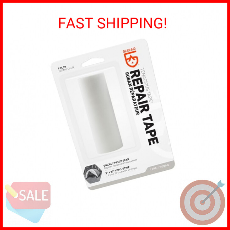 GEAR AID Tenacious Tape 3”x20” Fabric and Vinyl Gear Repair Tape, Quickly Fix Ho
