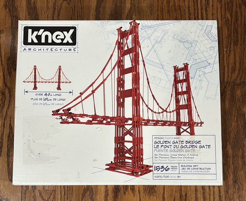K'NEX Architecture Golden Gate Bridge Collectible Building Set, 1536 Pieces,