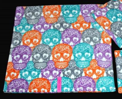 Betsey Johnson SUGAR SKULLS Purple Orange Grey Turquoise Velour Bath Towel DISC