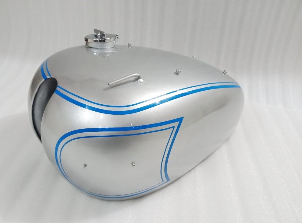 Fits Triumph 5T Speed Twin Silver Painted Steel Petrol Tank With Fuel Cap  