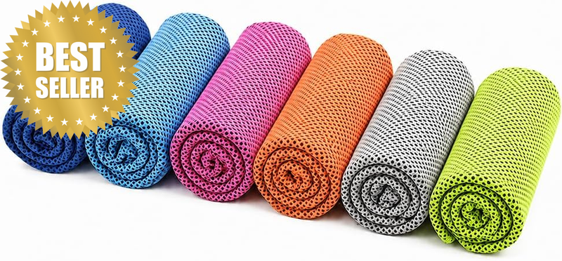 6 Pack Cooling Towels, Microfibre Gym Sweat Towel, Quick Dry Sports Travel