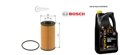 FOR NISSAN NP300 NAVARA 2.3 BOSCH OIL FILTER & 5L FULLY SYNTH ENGINE OIL
