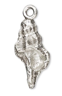 Charm, 4 Antiqued Silver Pewter 3D 18x10mm Conch Shell Sea Charms