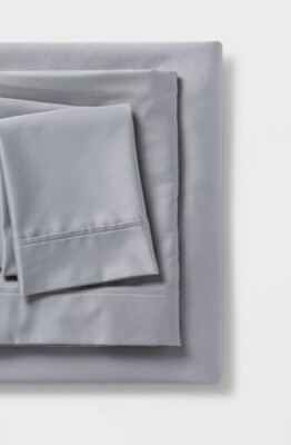 Threshold TwinXL 500 Thread Count Tri-Ease Light Gray Sheet Set Flat/Fitted/Case