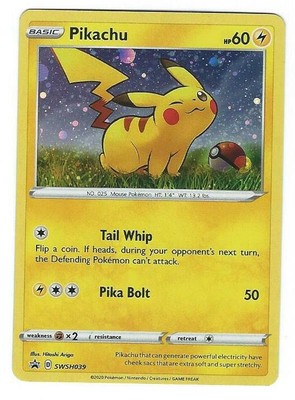 Pikachu Swsh039 Sword And Shield Black Star Promo Holo Pokemon Card Near Mint Collectible Card Games Creta Toys Hobbies