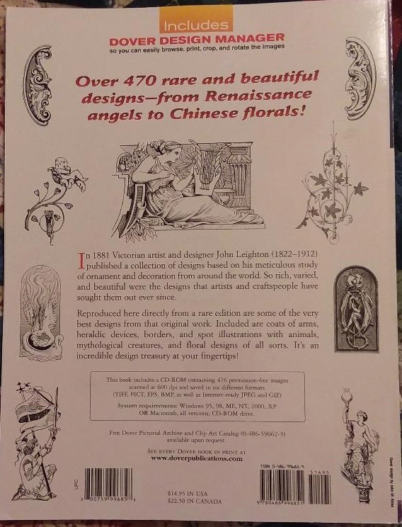 Dover 476 Decorative Designs Book & CD Clip Art Digital Ephemera Scrap