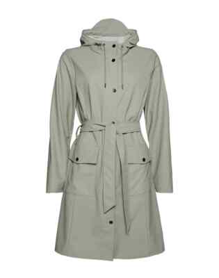 RAINS WATERPROOF HOODED CURVE RAIN JACKET Women's XL CEMENT  NEW WITH TAGS