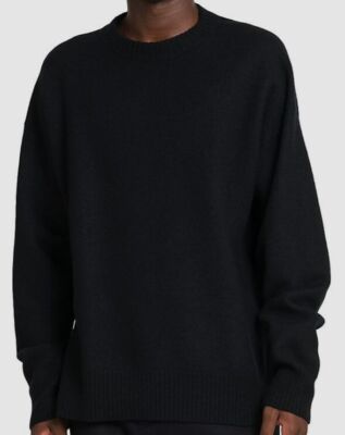 $951 Jil Sander Men's Black Wool Pullover Sweater Size EU 56/US 46