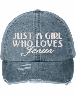 Just a girl that loves Jesus LP108 Washed Embroidered Girls Hat