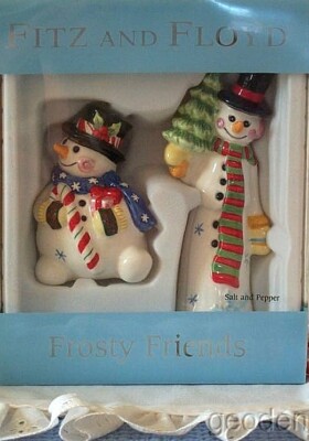 Fitz & Floyd Frosty Friends Snowman Salt & Pepper Set