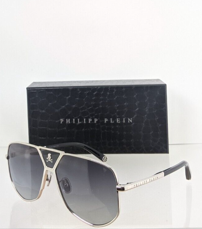 Pre-owned Philipp Plein Authentic  Sunglasses Spp 009 Col 0579 Power Skull Spp009 Frame In Gray