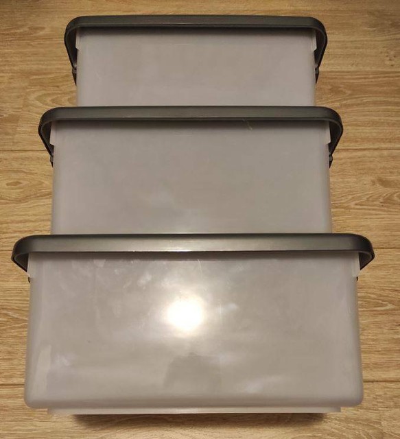 3x White Plastic Tubs Storage Containers With Grey Lid | Other Home