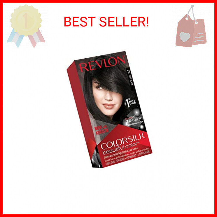 Revlon Colorsilk Beautiful Color, Permanent Hair Dye with Keratin, 100% Gray Cov