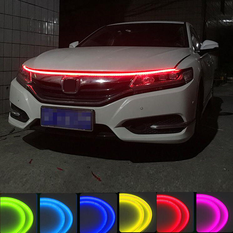 LED Daytime Running Light Strip Start Scan Dynamic Car LED Hood Light Waterproof