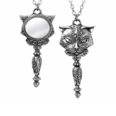 Alchemy Gothic Sacred Cat Vanitas Pewter Pendant Necklace   Local Stock   Gothic