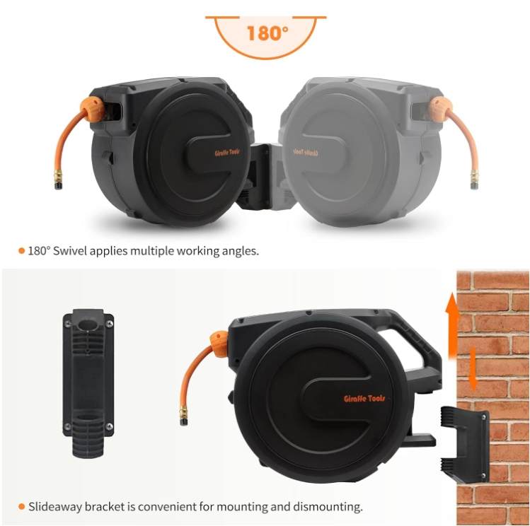 Giraffe Tools Retractable Air Hose Reel Air Compressor Hose With Reel MAX 300PSI