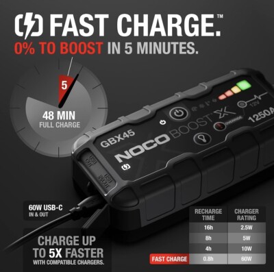 NOCO Boost X GBX45 1250A 12V UltraSafe Portable Lithium Battery Jump Starter