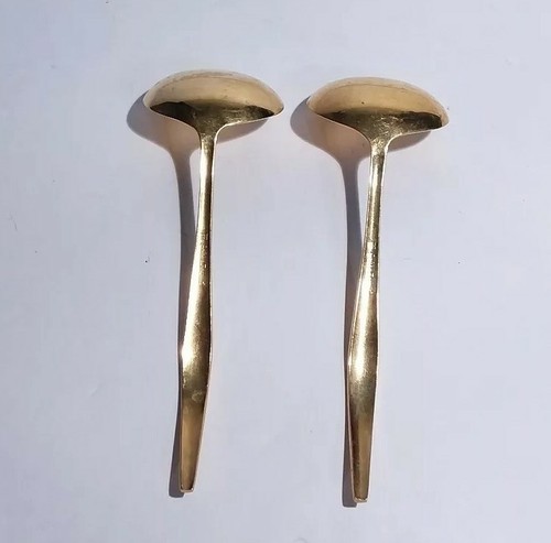 JH Carlyle Golden Bouquet Gravy Ladles 6 3/4 Inch Gold Electroplate Set Of 2