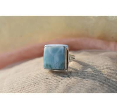 Larimar Gemstone 925 Sterling Silver Black Friday Ring Jewelry All Size SS-4