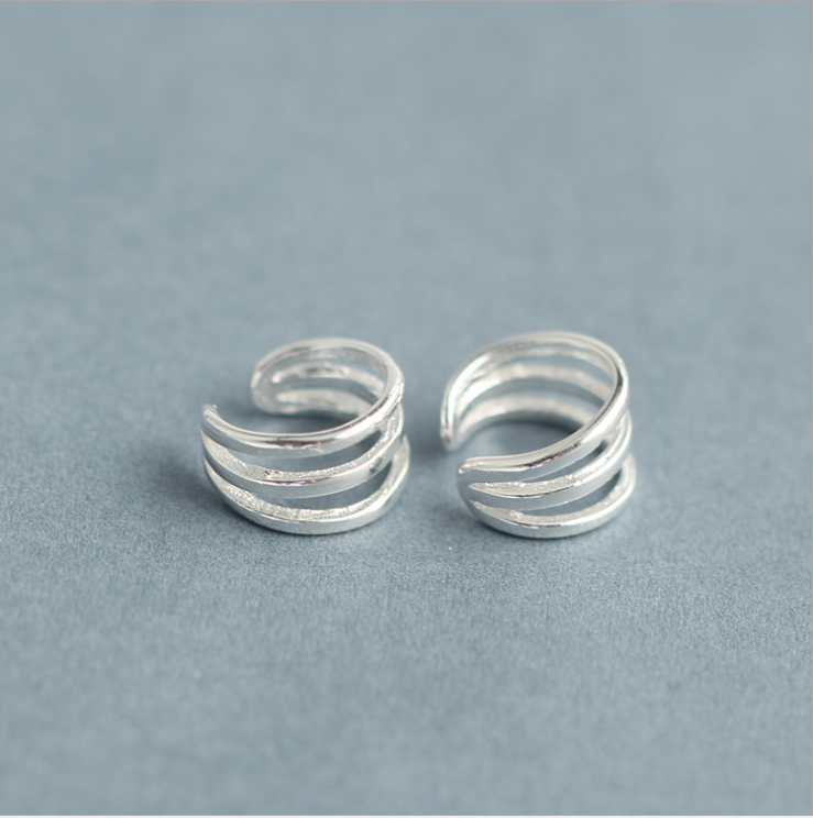 A Pair Spiral Ear Cuff Earring 925 Sterling Silver No Piercing Clip On Gift PE38