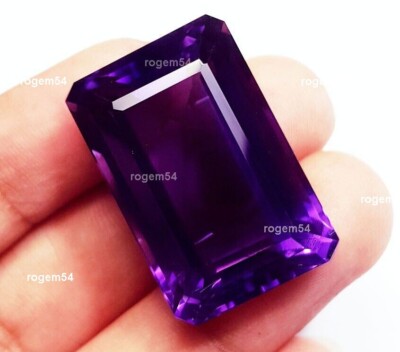 Natural Violet Amethyst Emerald Cut 49.45 Ct Certified Loose Gemstone