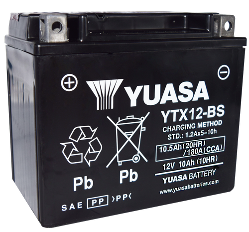 Yuasa YTX12-BS Maintenance Free AGM 12V Battery with Bottle