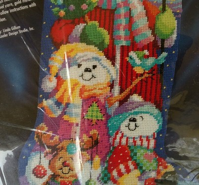 Bucilla Christmas Holiday Needlepoint Stocking Kit,SNOWMEN,60756,Gillum,Size 18
