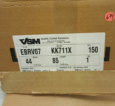 Brown VSM 53522 Abrasive Belt 25 Width Medium Grade Aluminum Oxide Pack of 2 120 Grit Cloth Backing 60 Length