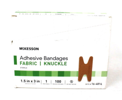 McKesson 16-4814 Performance Adhesive Bandage Fabric Knuckle 1 1/2'' x 3''  100/Bx