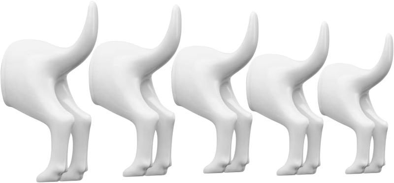 Dog Tail Wall Hooks,5 Pack Plastic Wall-Mounted Coat Hooks,Modern Decorative Hat Hanger Hooks,Cute Butt Hook Holder for Hanging Towels,Bags,Key,Purse,Dog Leash(White)