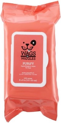 Wags & Wiggles Purify Hypoallergenic Wipes for 100 Count (Pack of 1), RED 